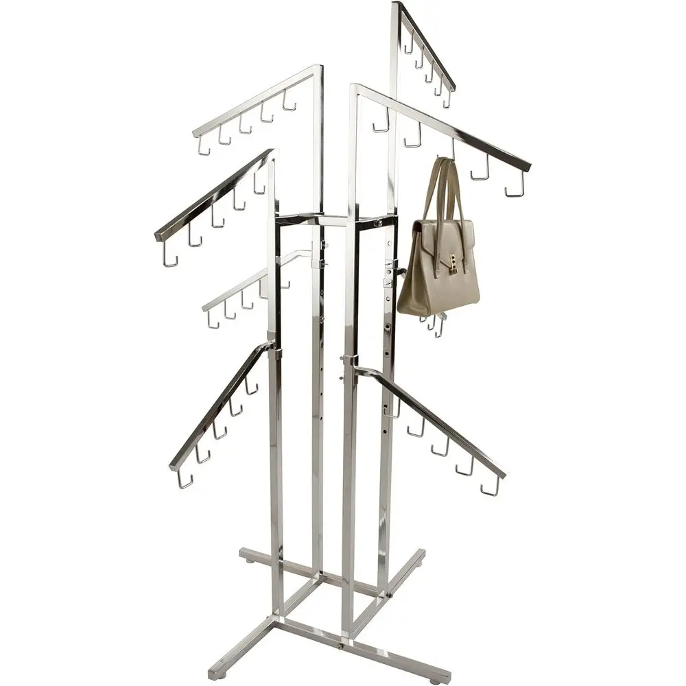

40-Hook Chrome Display Rack for Clothing and Garments in Retail Settings