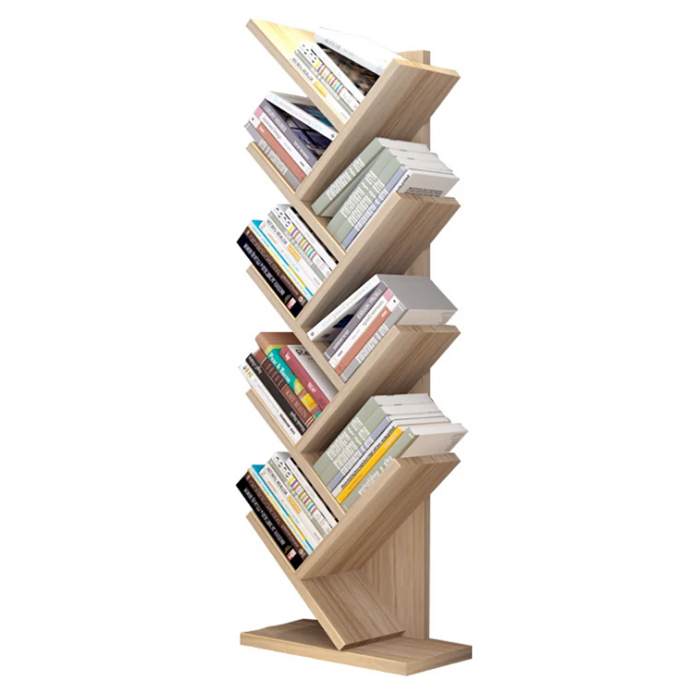 【Breeins】Rustic Standing Tree Bookshelf Wood Display Rack For Home Office Decoration Storage Organizer Shelf Bookcase