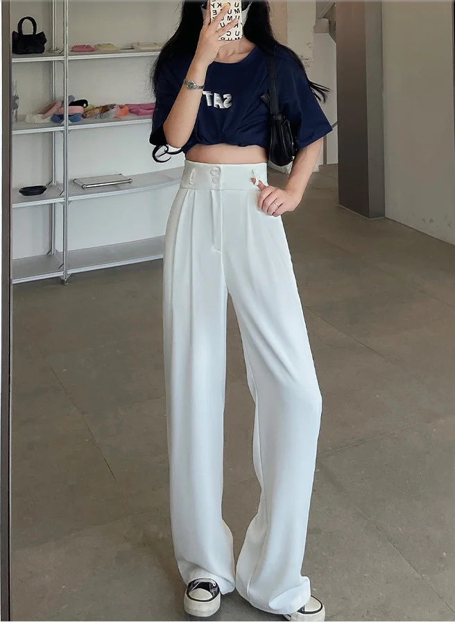 Fashion Chic Women's Long Pants Loose Straight Wide Leg Pants Female Office Ladies Cargo Pants Y2k Korean Stylish Baggy Pants