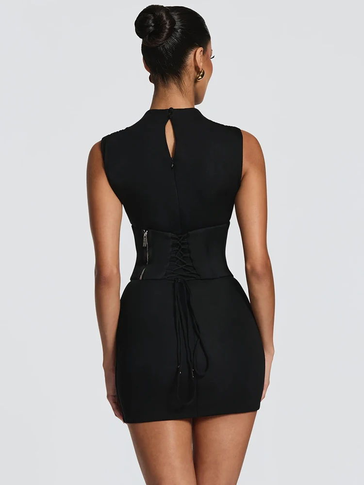 Vestido Corto Sexy sin Mangas para Mujer, Estilo Corsé, Ajustado al Cuerpo, Elegante, para Fiesta, Club, Salida Nocturna