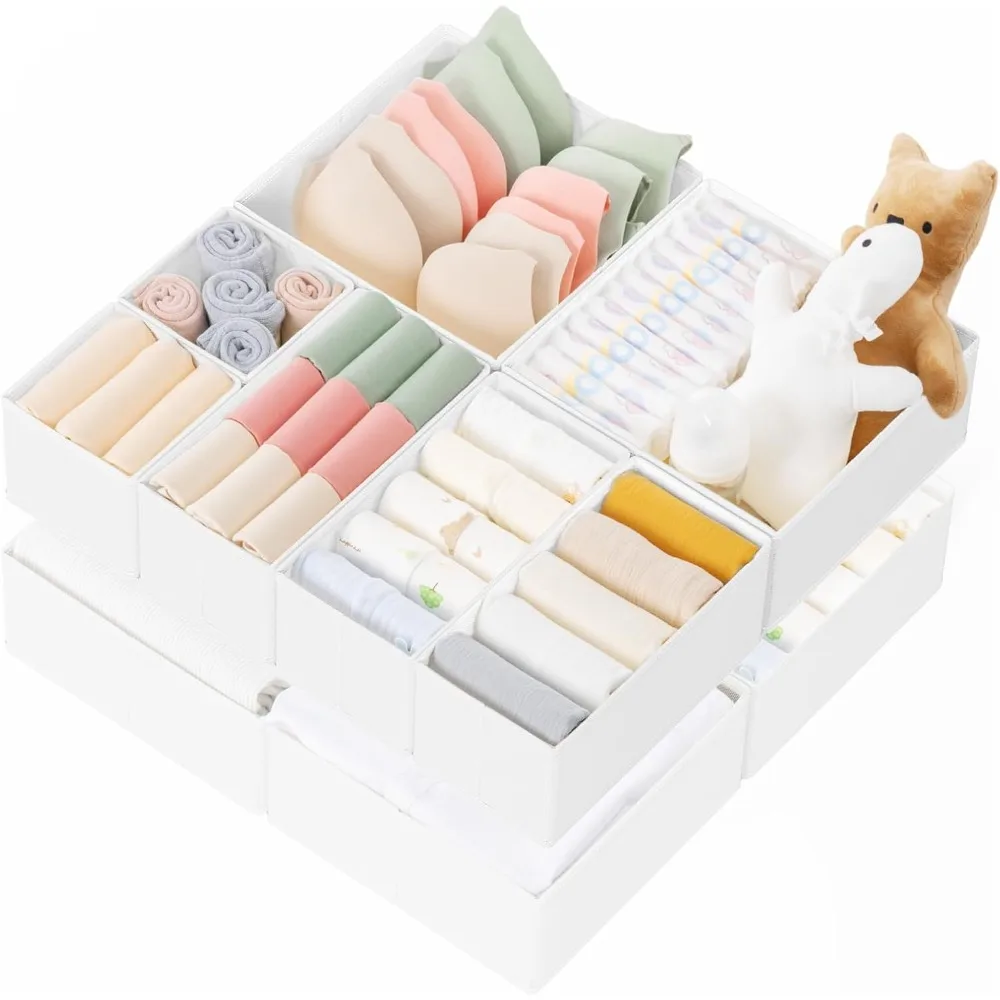 Drawer Organizer Clothes, 10 Pack Dresser Organizer for Baby Clothes, Underwear, Sock- Foldable Closet Organization