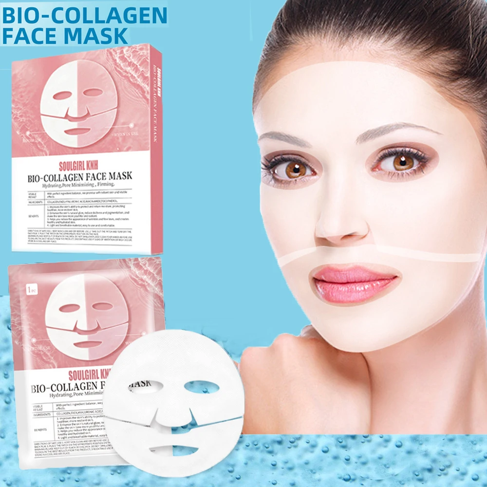 5 pz assorbibile Bio-collagene maschera per il viso rimozione delle rughe dissolvenza linee sottili sollevamento Nicotinamide schiarente idratante cura della pelle