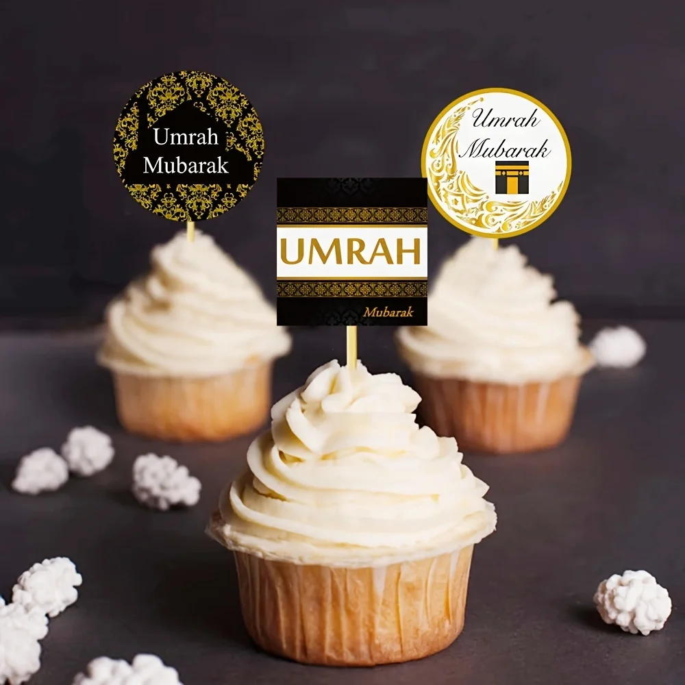 Umrah Mubarak Cupcake topper decoration, Hajj and Omra festival decoration, Eid festival party supplies