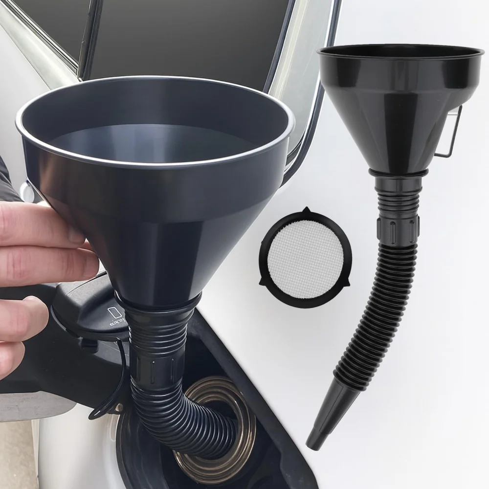 Multi Functional Flexible with Filter Screen Funnel Motor Vehicle Oil Changing Refueling Tool Scalable Strap Handle Fuel Funnel