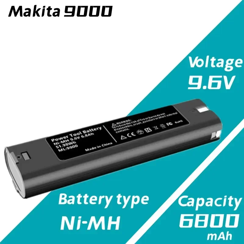 100%9,6 V 6,8 Ah Ni-Mh Batterie Ersatz Für Makita 9000 9002 9033, 6095D 6096D 6093D 6012HD DA391D 5090D 4390D 5090D 8402VD ML902