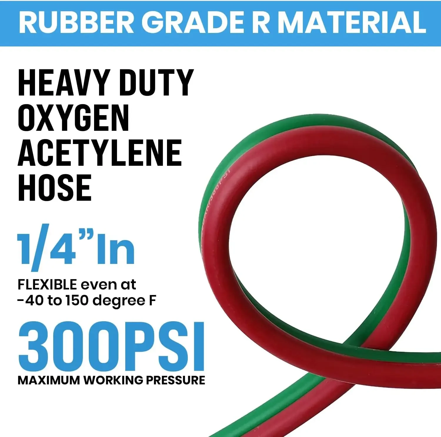 Heavy Duty Oxygen Acetylene Hose 1/4-Inch × 50 Feet with 9/16