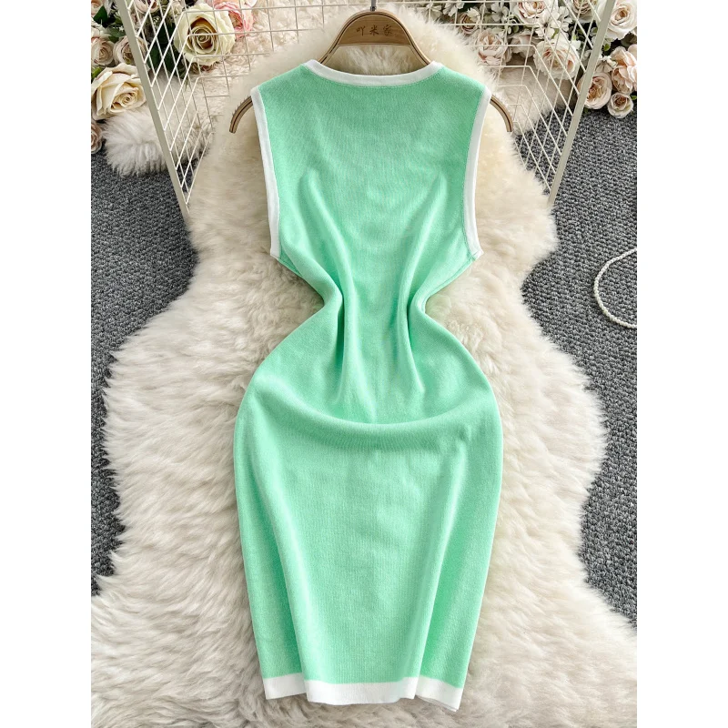 INS frauen schlank chic sommer taste gestrickt bodycon mini kurzes kleid lässig party U Neck mantel streetwear tank nachtclub kleid