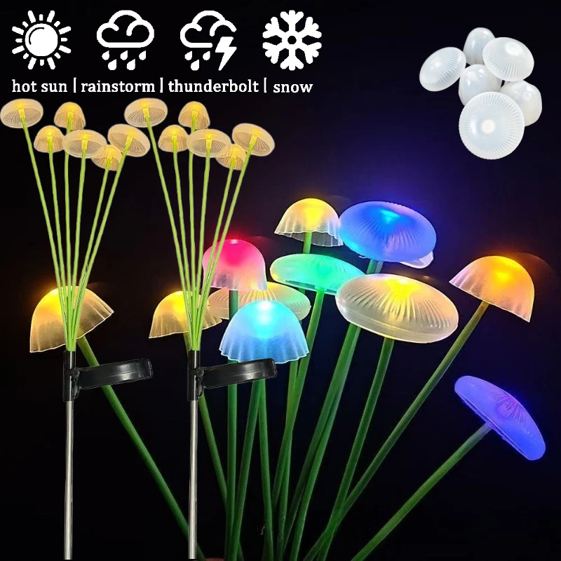 

2025 Eco-Friendly Solar Powered Jellyfish Mushroom LED Lights IP65 Waterproof for Outdoor Garden Pathway Decorative Lighting