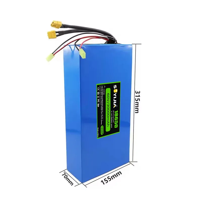 16S8P Brand New 60V 30Ah 18650 Lithium Battery Pack 500-2000W High Power Built-in BMS Scooter Motorcycle Rechargeable Battery