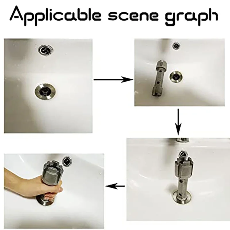 Badewannen-Abfluss-Entferner-Schraubenschlüssel, Badewannen-Abflussschlüssel mit zwei Enden, Abfluss-Entferner-Werkzeug, Schraubenschlüssel aus Zinklegierung für Badezimmer