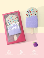 1 pair of mid-calf unisex socks in a novelty ice cream design, a unique and interesting festive gift.