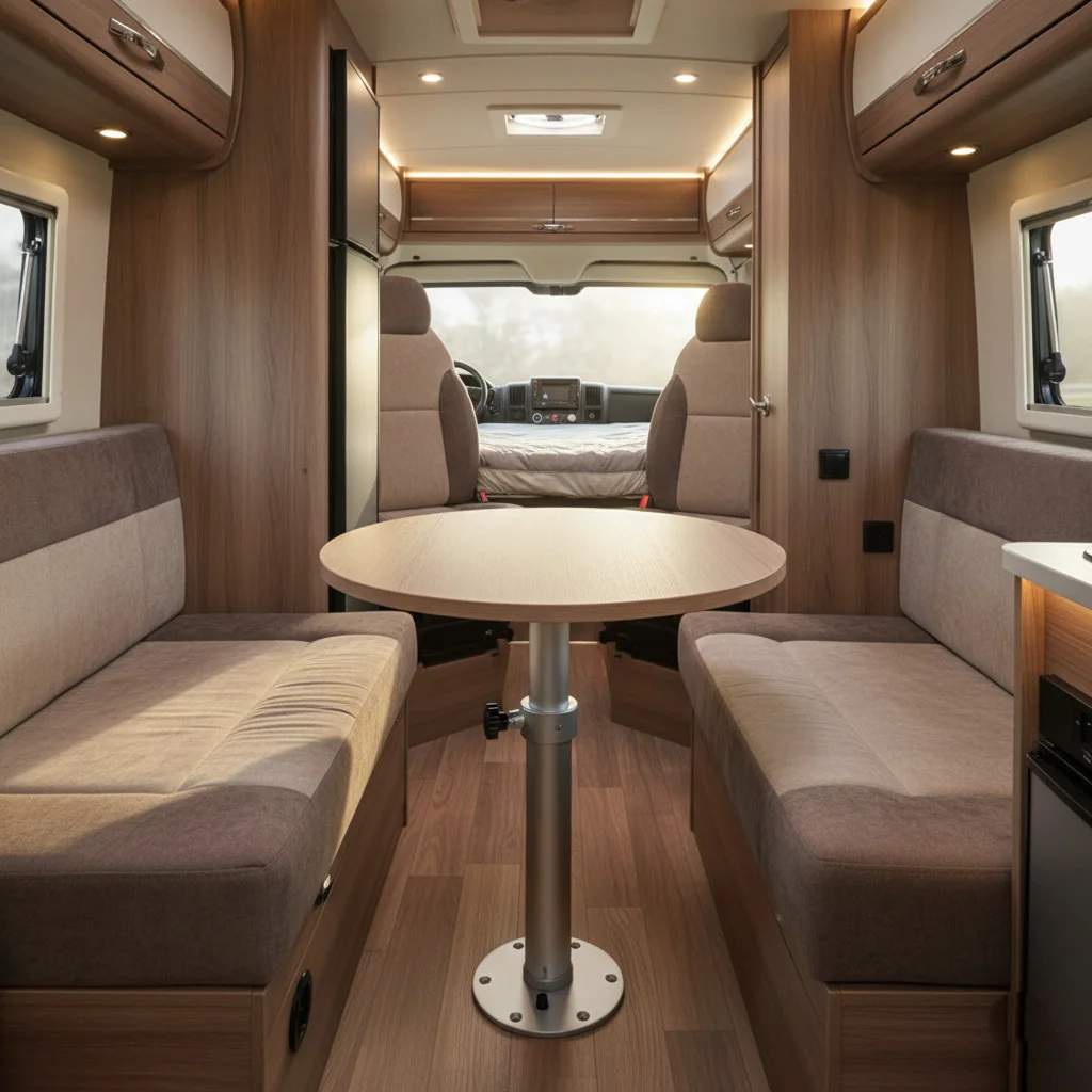 ساق RV من الألومنيوم قابلة للتعديل، قاعدة قابلة للفصل، الارتفاع 17.8-27.2 بوصة، مناسبة للمركبات الترفيهية والتخييم والقوارب واليخوت.