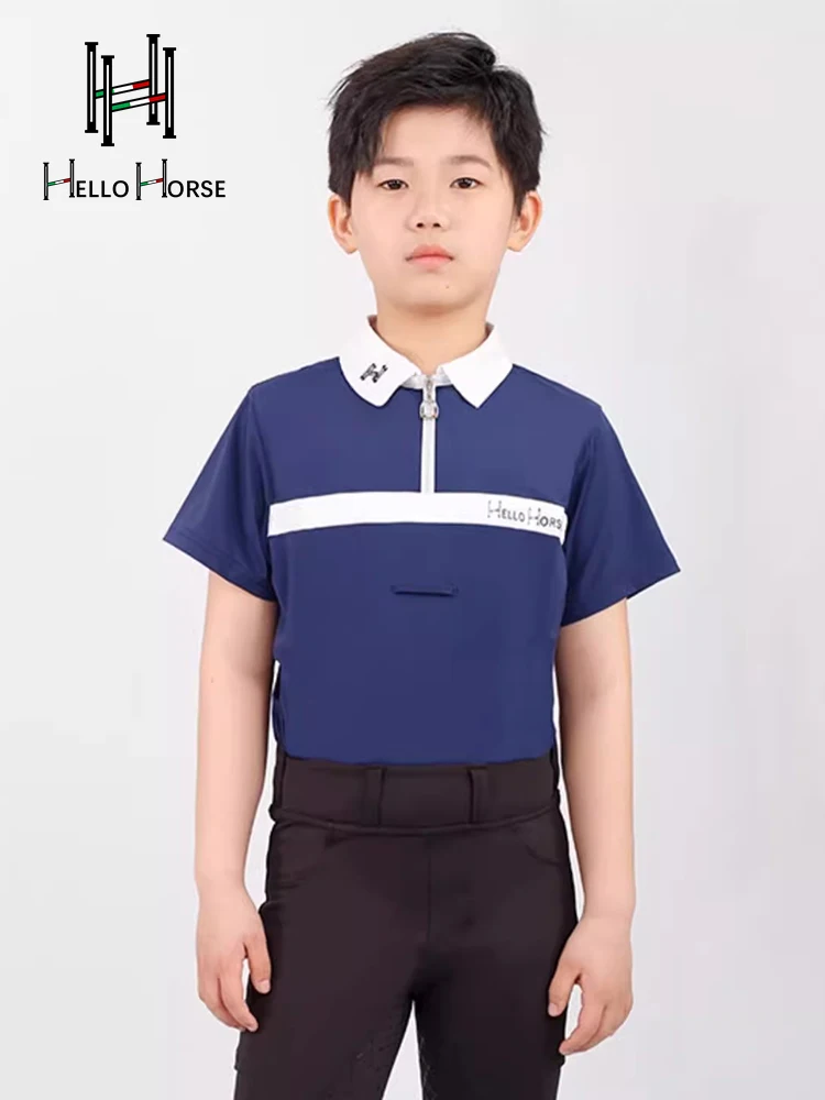 266.4cm 드래곤 어린이 승마 티셔츠 캐주얼 통기성 반팔 탑 승마 의류 소녀 승마 복장 라이더 장비