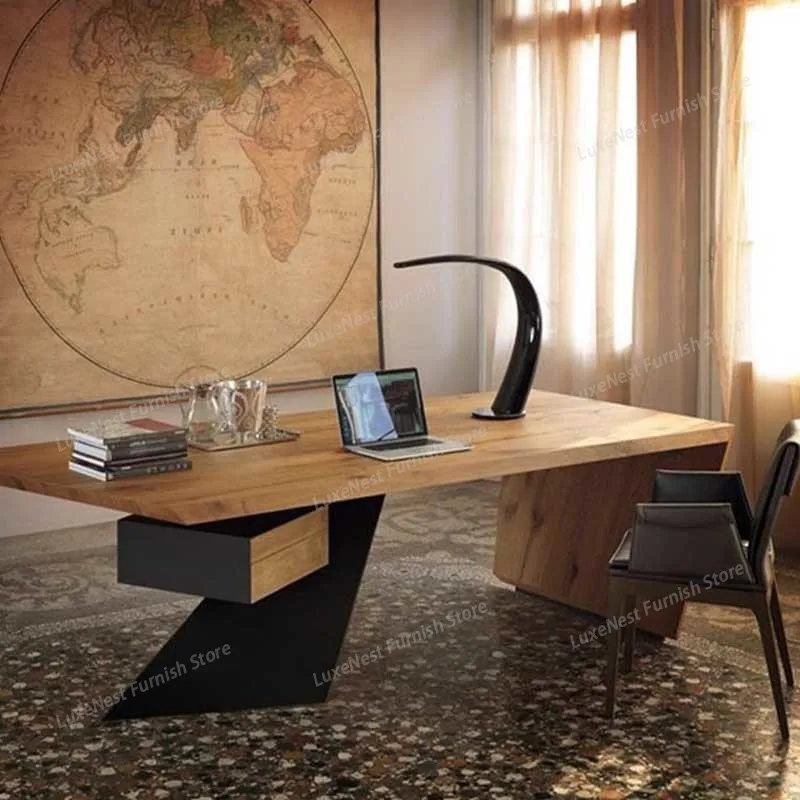 

Modern Wide Big Computer Desks Long Aesthetic Reading Office Computer Desks Table Wooden Writing Mesa De Escritorio Furniture