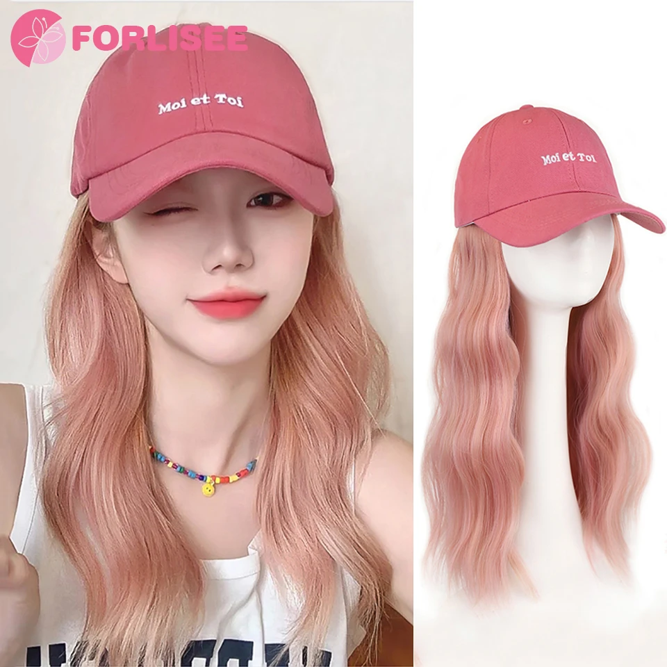 FOR Synthetic Long Curly Hair Wearing Hat Wig Tide Color Baseball Cap Wig Lightweight Versatile Detachable Wig