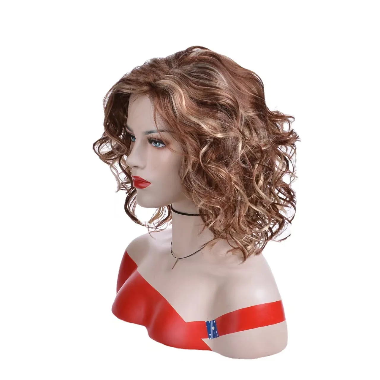 12 inches fashionable synthetic slightly curly short hair, light blonde curls, natural and charming, suitable for daily and part