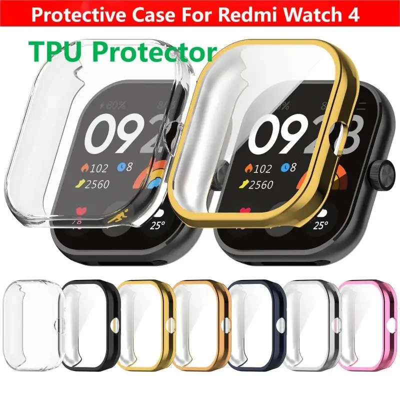 Plating TPU Case For Redmi Watch 4 Smart Watch Strap Full Bumper Cover Silicone Protector For Xiaomi Redmi Watch4 Accessories