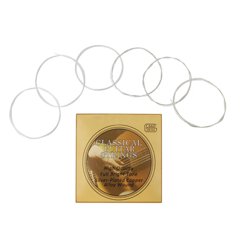 

6 Pcs Wound Silver-plated Copper Alloy Strings Guitar Supply Nylon Sleeve Gauge