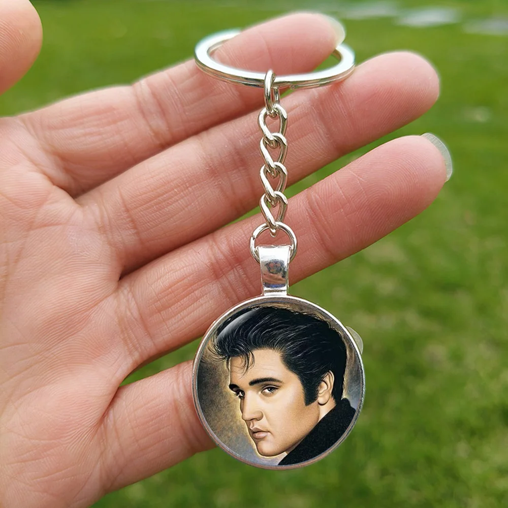 Nuovo cantante Elvis portachiavi Rock Star Art Photo Handmade Glass Cabochon ciondolo portachiavi Fashion Fans Collection Jewelry