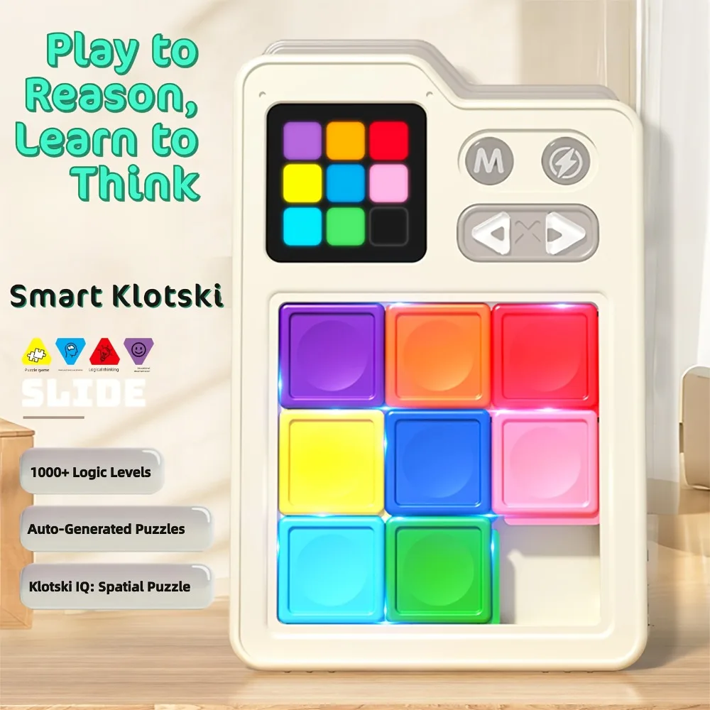 Giocattolo educativo rompicapo Klotski tascabile per alleviare lo stress per bambini, tabellone da gioco a induzione e giocattoli da gioco con blocchi di scorrimento elettronici