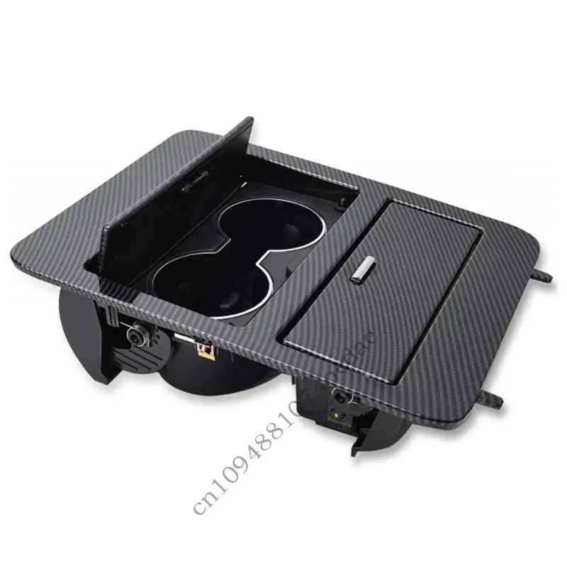 ABS Center Console Cup Storage Organizers 23164631, Two-Cup Drink Space Insert with Covered Storage Area, Black Console Insert