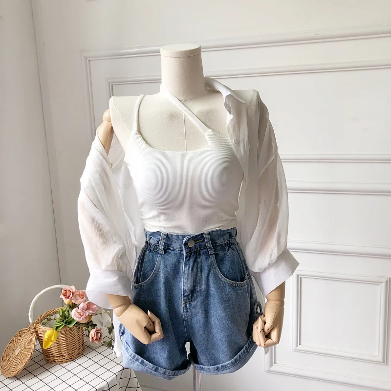 

Женские модные универсальные летние джинсы с высокой талией и широкими штанинами, новые корейские свободные шорты с манжетами, хит продаж