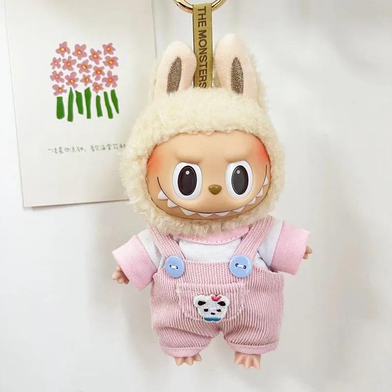 

Для Labubu V1/v2 сидящая детская одежда, рождественское платье, комбинезон с медведем, милые аксессуары для макарон, Labubu, милая декоративная одежда