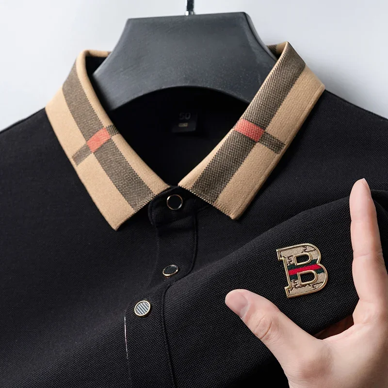 2024 Summer Luxury Brand Men\'s New Fashion Collar Embroidered Polo Shirt Fashion Casual Short Sleeve Street Men\'s Clothing
