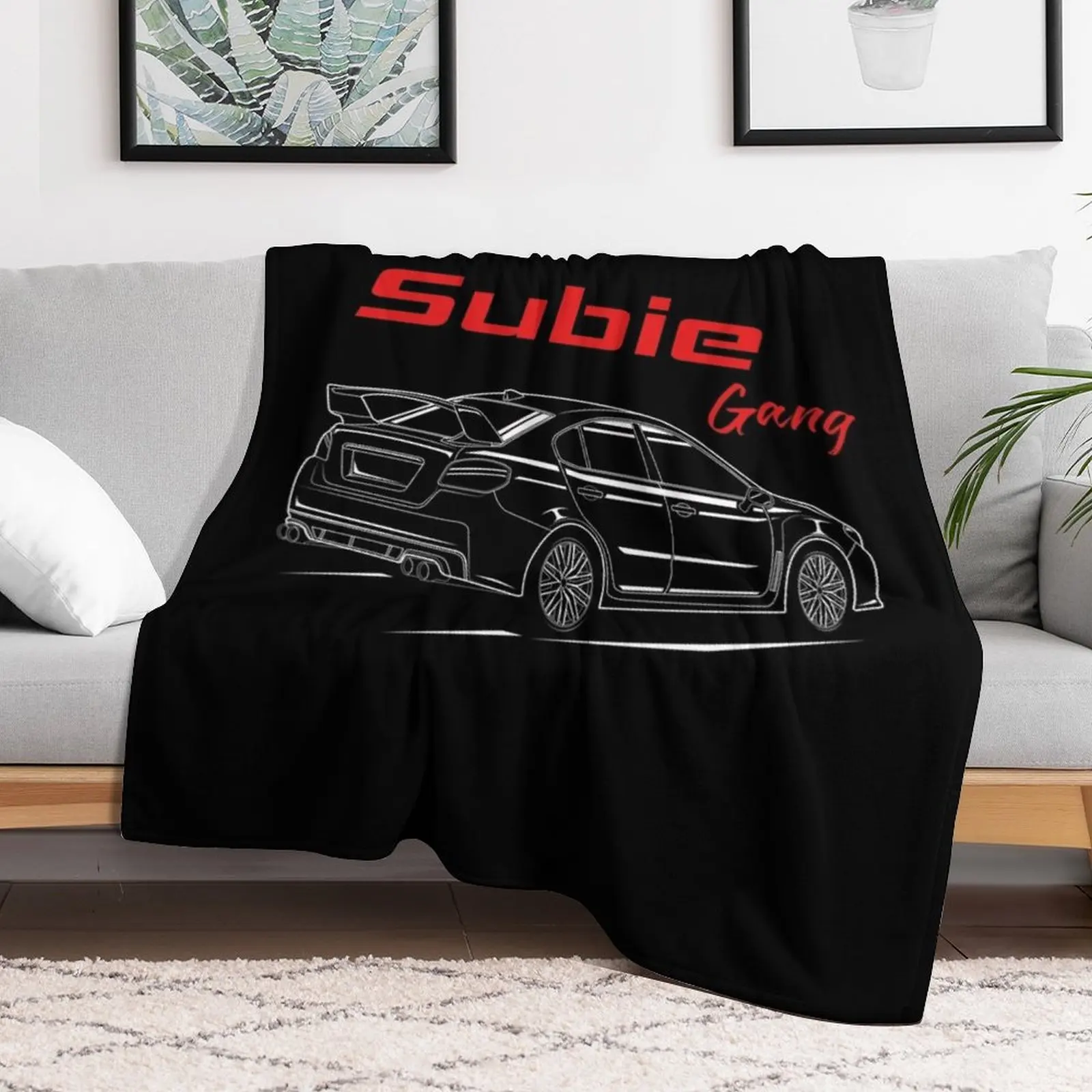 Subie gang back Text line ( white print ) Throw Blanket