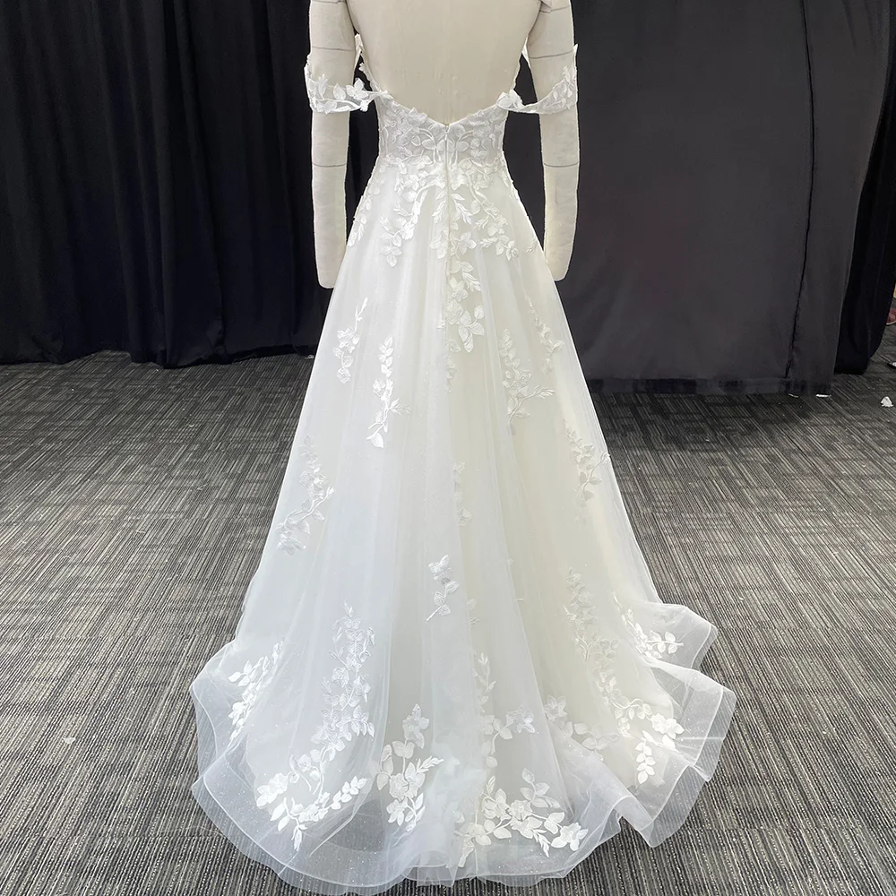 Boho Primeur A-Lijn Trouwjurk Korte Mouw Sexy Rugloze Rits Bruid Jurk Kanten Sweep Trein Vestidos Novias Lszt25