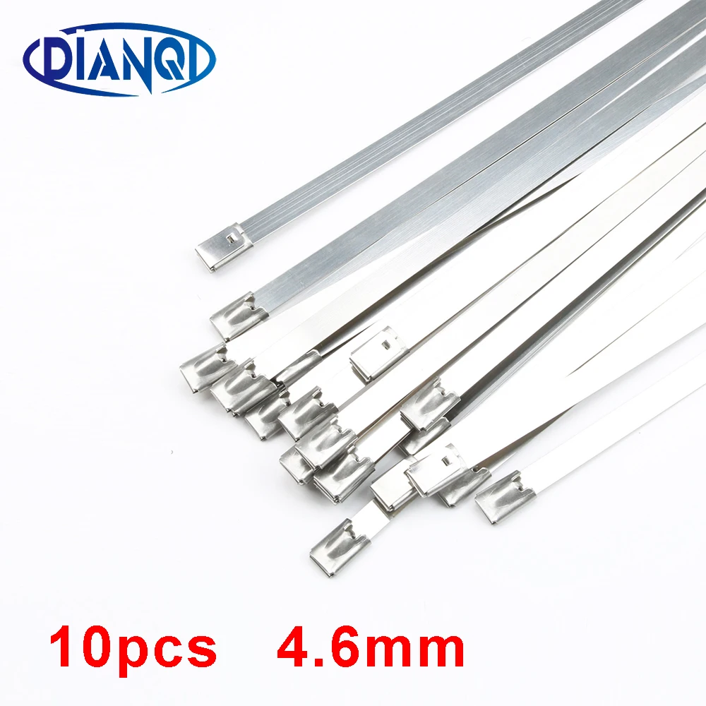 10PCS 4.6 millimetri di larghezza Auto-fili di metallo di Bloccaggio In Acciaio Inox fascette auto-Lock tie wrap zip cravatte 4.6x150