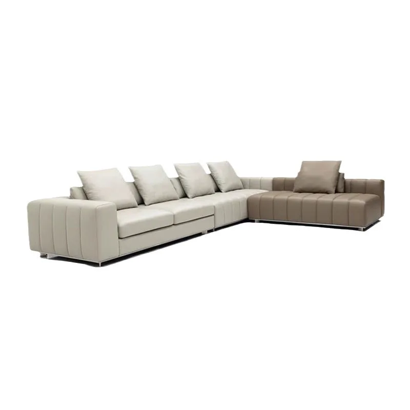 

Italian piano key sofa, modern villa, large and small apartment, living room leather furniture
