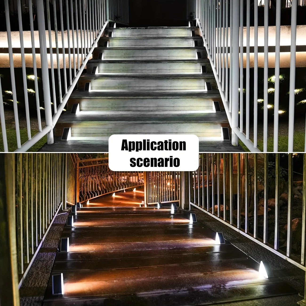 2PC Solar Garden Lights, Stair Step Lights, Outdoor Waterproof Sensor Step Lights, Home Base Lights, Lighting Pathway Lamps, Fen