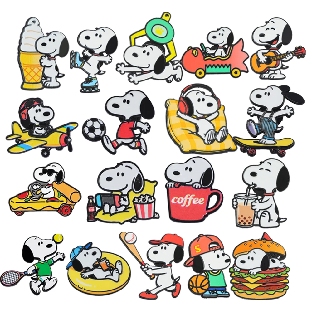 18 Pcs Funny Cute Characters Brooch White Dog Creativity Enamel Pin Metal Badge Jewelry Backpack Clothing Accessories Gift
