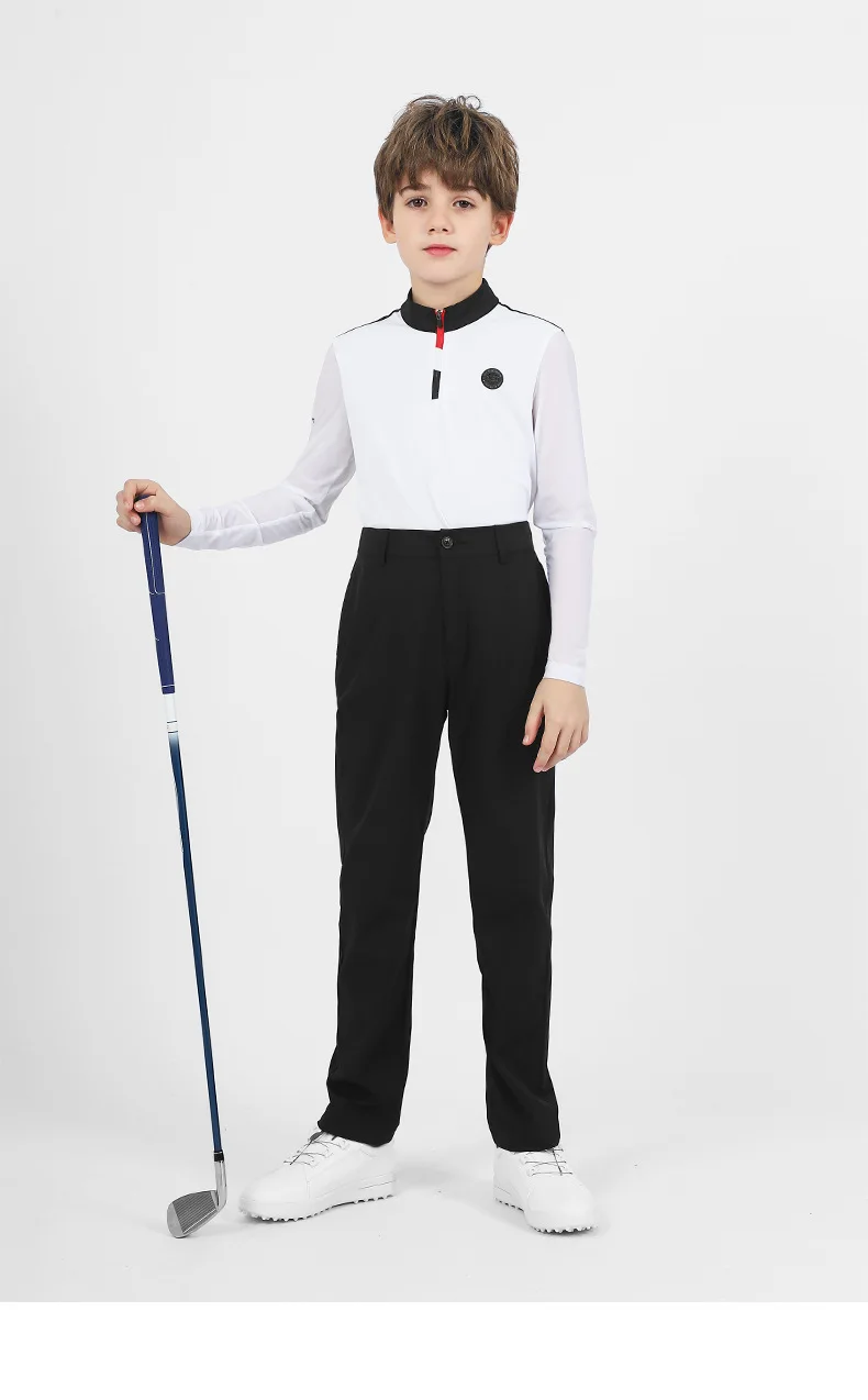 PGM Children's Golf Apparel, Boys' Summer Breathable Pants, Moisture Wicking Elastic Waistband, Youth Sports Ball Pants