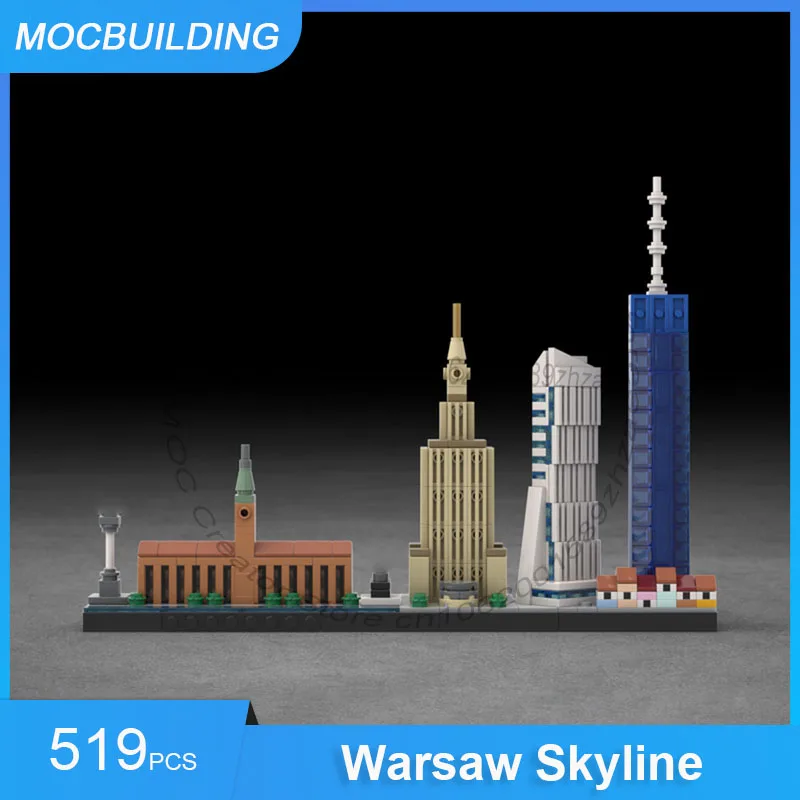 MOC Building Blocks Warsaw Skyline Model Architecture Display DIY Assemble Bricks City Collection Educational Toys Gifts 812PCS