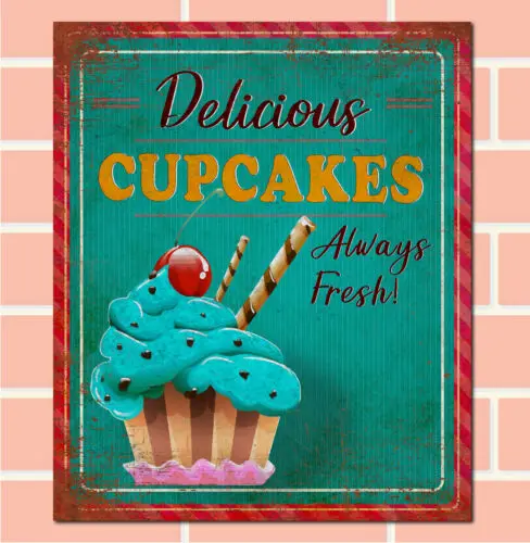 DELICIOUS CUPCAKES Retro Metal Sign Man Cave Bar Pub Plaque Party Vintage Gift