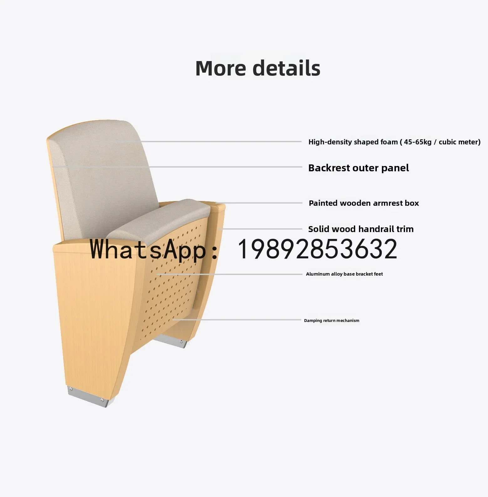 BF Solid Wood Theater Music Hall Seats Auditorium Training Conference Center Lecture Hall Chairs