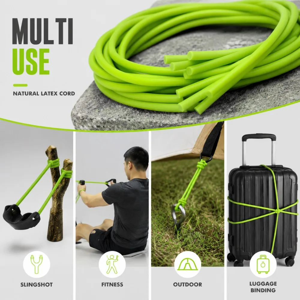 Dia 6mm Bright Green Natural Latex Rubber Solid Strip 1/2/3M High Elastic Rubber Strip For Fitness Slingshot Industrial