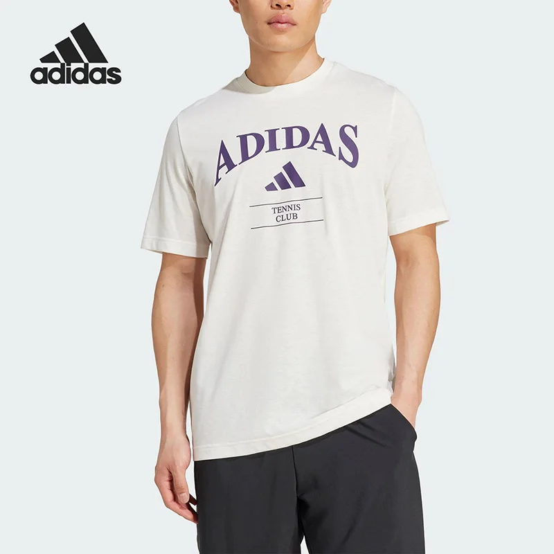 Adidas KA0996 Mens CLIMACOOL Tennis Club Graphic T Shirt Off White Breathable Casual Short Sleeve Top