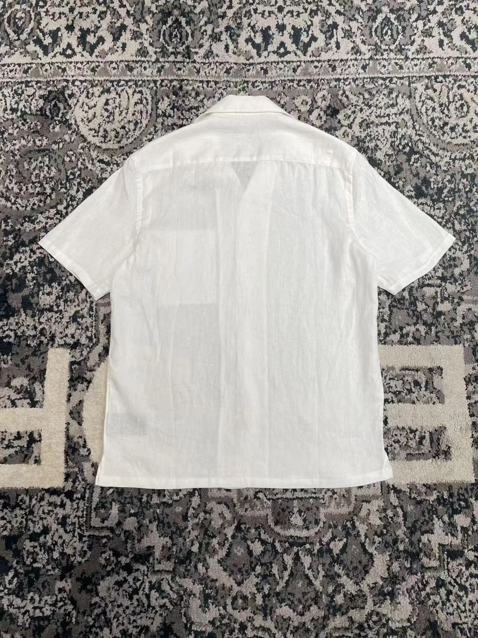 ZEG Old Money Style Men Oasis Linen Turn Down Collar Rolled Cuff Round Hem Chest Pocket Casual Long Sleeve Shirt