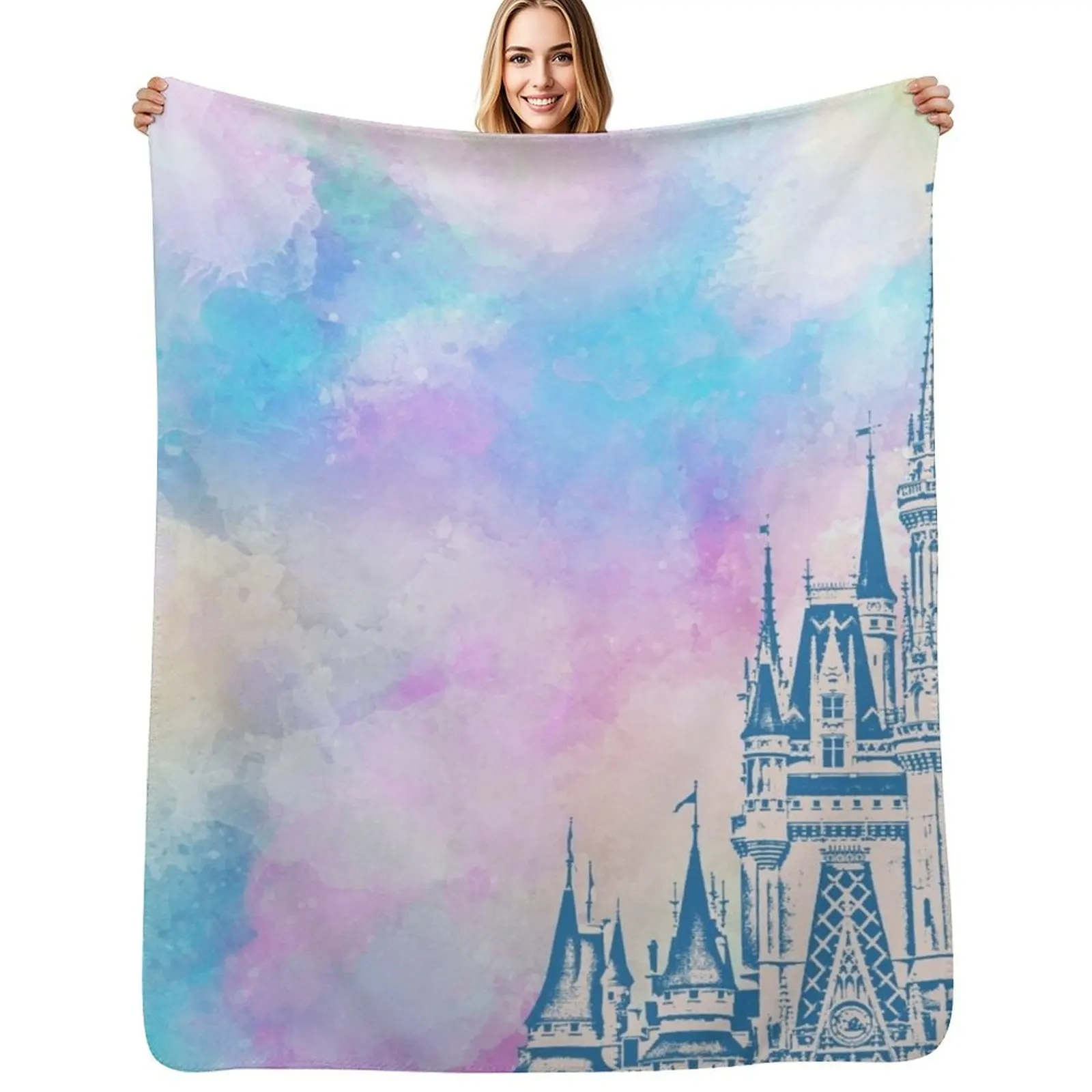 

Magic Castle Watercolor III Throw Blanket Warm Comfortable Blanket for Office Napping