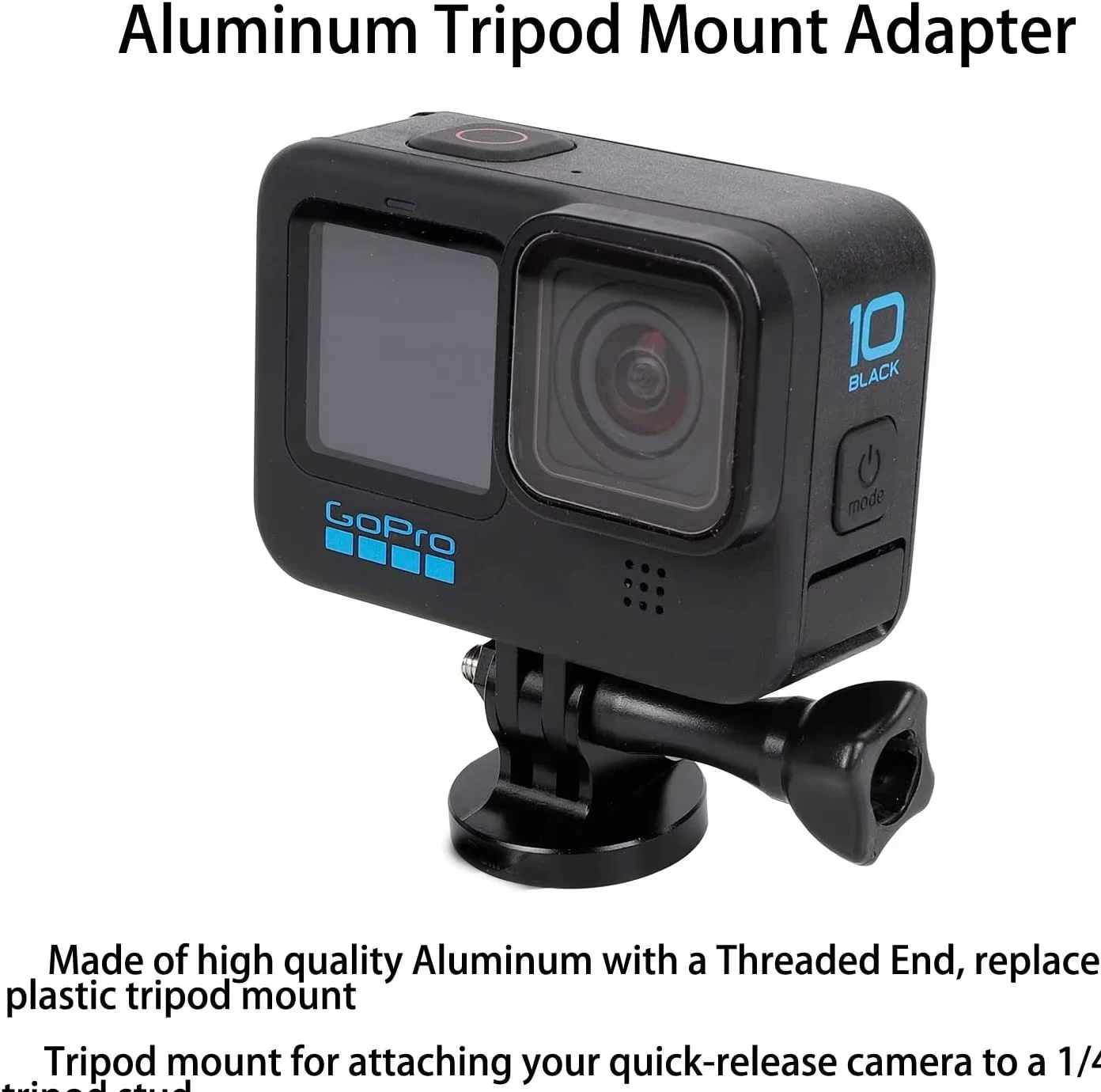 Крепление адаптера для штатива/монопода 1/4, совместимое с камерой GoPro Hero 11, 10, 9, 8, 7, 6, 5, AKASO, Insta360, DJI Osmo Action 2 3 CNC Quic