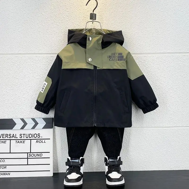 

Boys' Spring and Autumn Parka Trench Coat 2023 New Spring Children's Spring Clothes Boys' Top Clothes