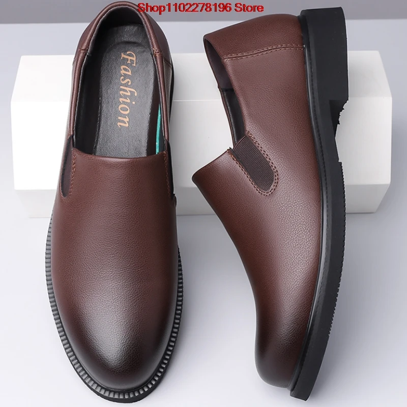 New Men's Leather Shoes Handmade High Quality Casual Oxford Business Work Shoes Black Coffee Comfortable Man Shoes