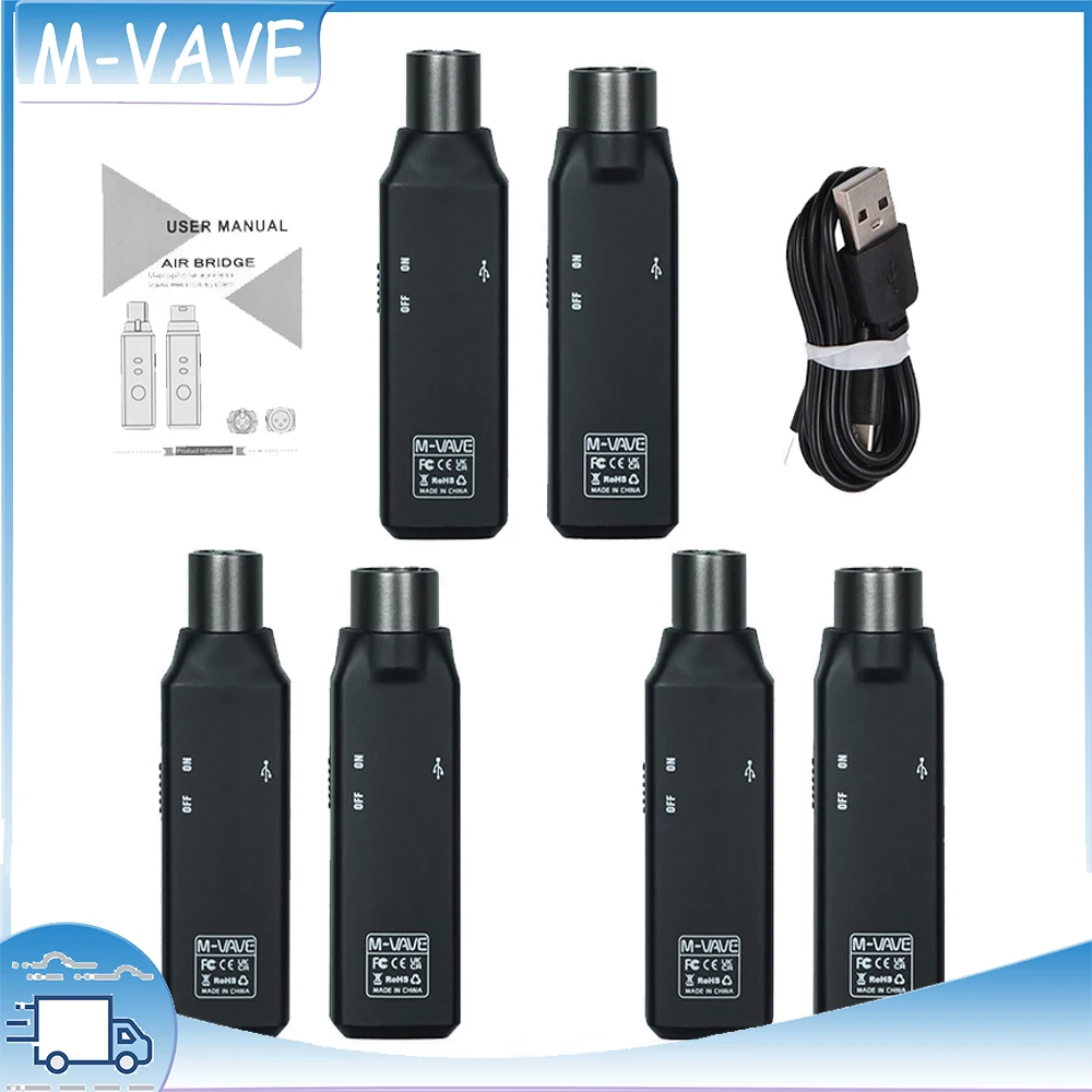 

Беспроводная микрофонная система M-VAVE WP-7 2.4G с передатчиком и приемником XLR для динамических микрофонов, 6 каналов