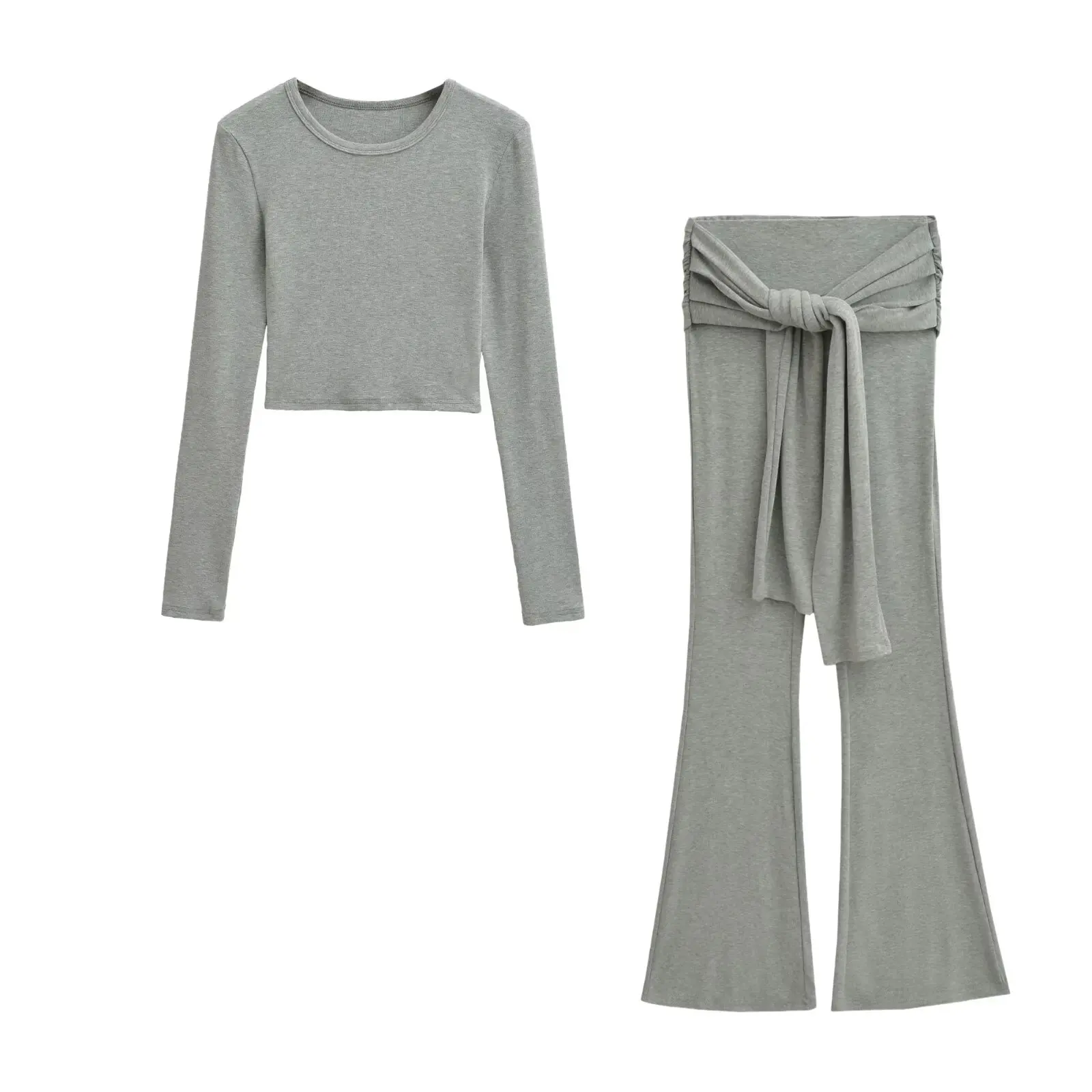 

Сексуальная футболка ort Svel и брюки с высокой талией для женщин, повседневная свободная футболка с длинным свечом, плиссированный пояс с высокой талией...