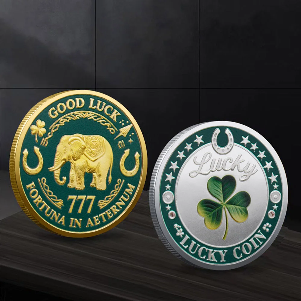 1Pc Good Luck Fortuna In Aeternum 777 Commemorative Coin Clover Lucky Cons Souvenir Medal Gifts for Friends and Families