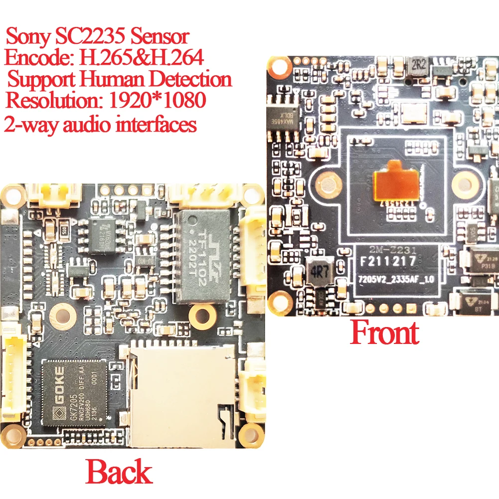 H.265 1080P FULL HD Starlight Wifi Security Camera Module 2MP Wireless IP Camera Board, Two Way Audio, RTSP Camhi  IMX307 Sensor