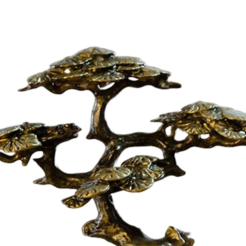 Mini Welcome Pine Miniature Figurine Copper Small Faux Tree Decor for Bonsai Tree Statues Miniature Landscape Decorations